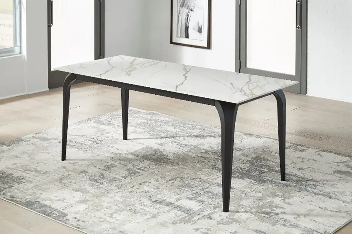 Nicoya White Stone and Metal Dining Table