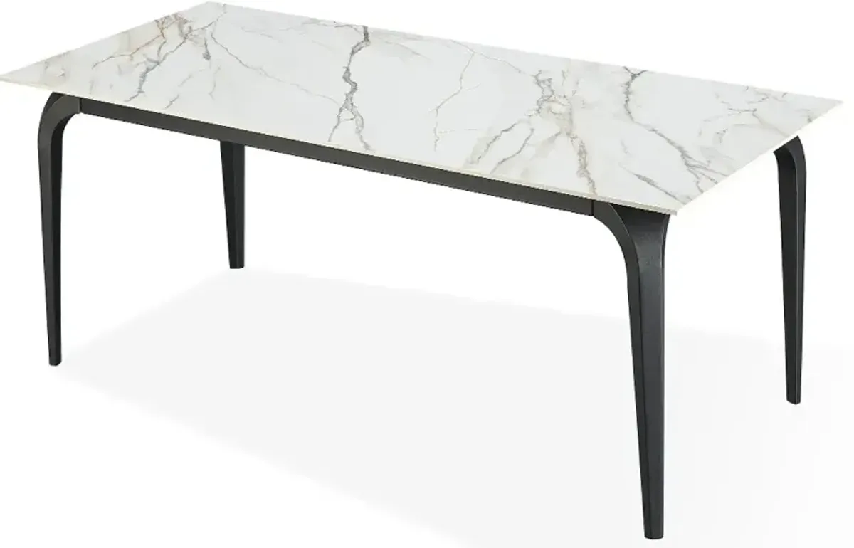 Nicoya White Stone and Metal Dining Table