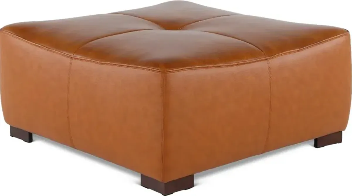 Denver Tobacco Brown Leather Cocktail Ottoman