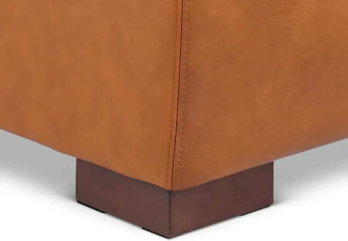 Denver Tobacco Brown Leather Cocktail Ottoman