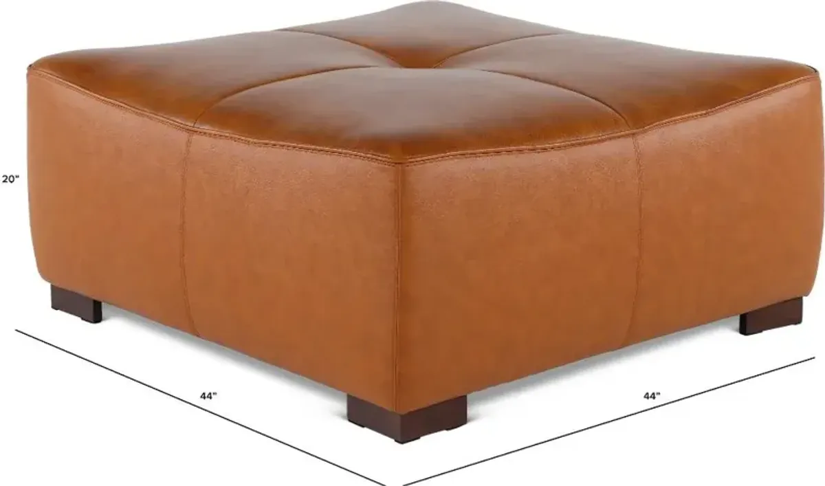 Denver Tobacco Brown Leather Cocktail Ottoman