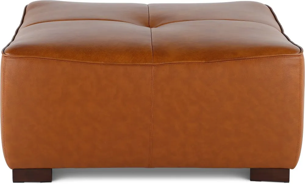 Denver Tobacco Brown Leather Cocktail Ottoman