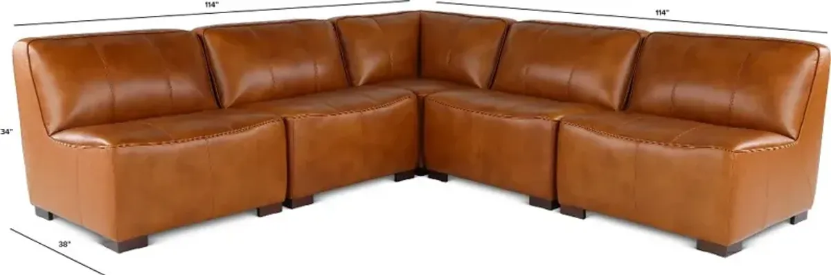 Denver Tobacco Brown 5 Piece Modular Sectional