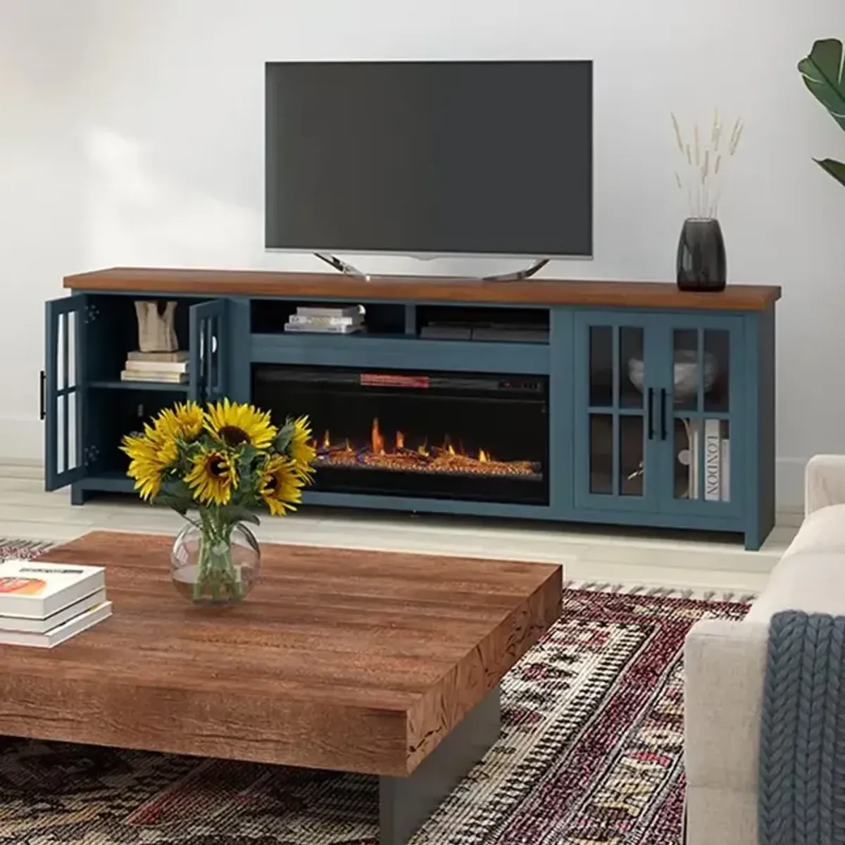 Nantucket Blue Fireplace TV Stand