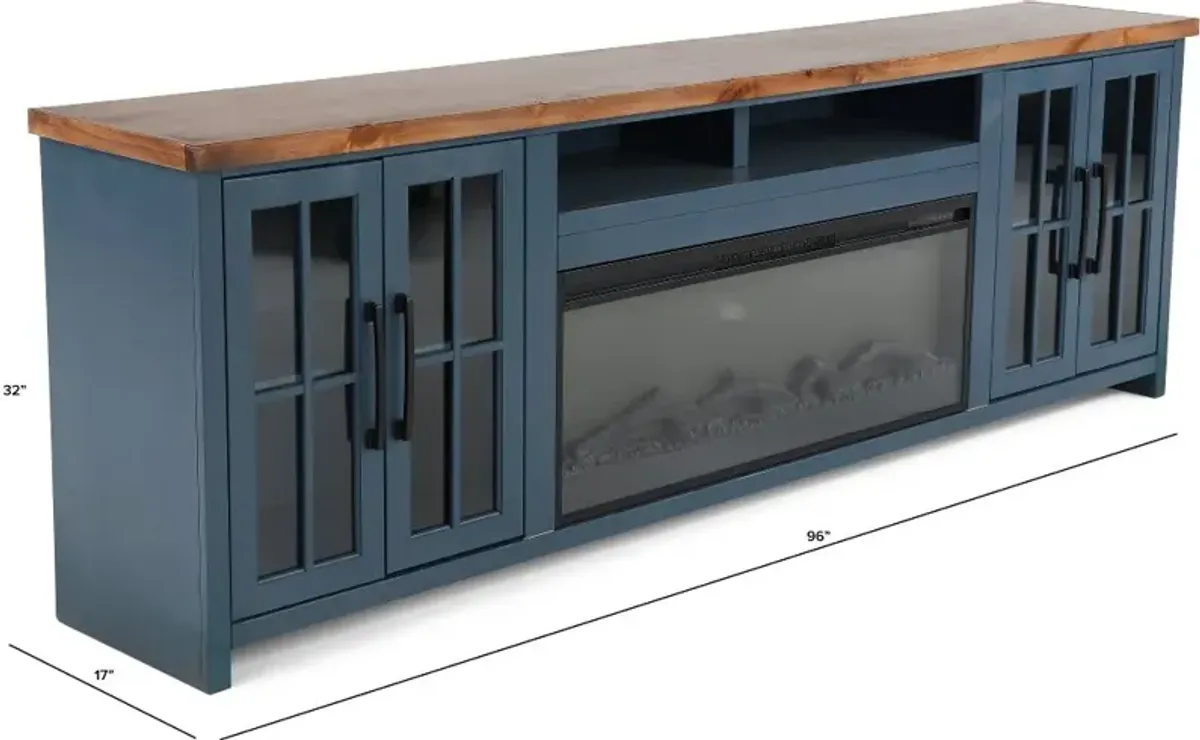 Nantucket Blue Fireplace TV Stand