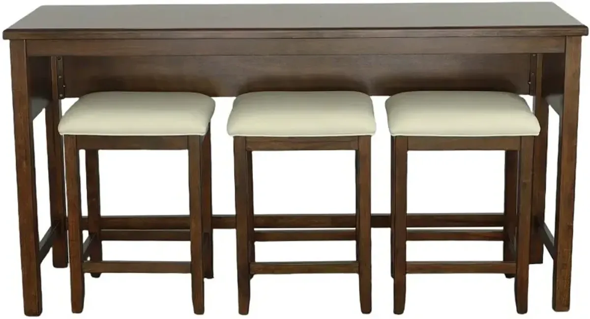 Study Hall Brown Counter Height Table with 3 Stools