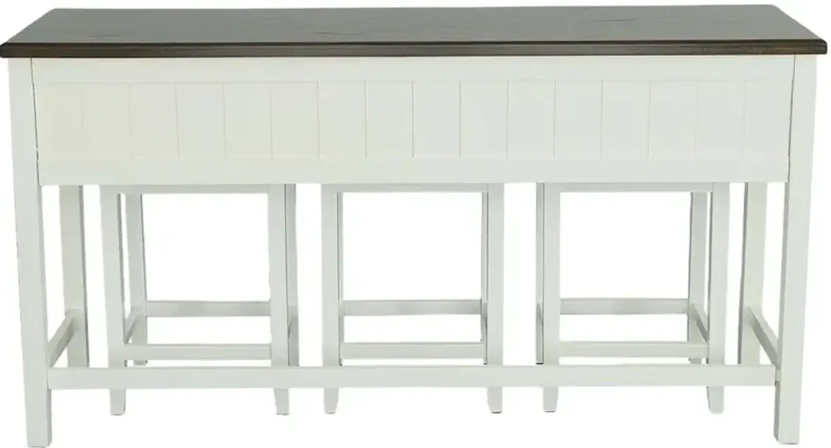 Study Hall White Counter Height Table with 3 Stools