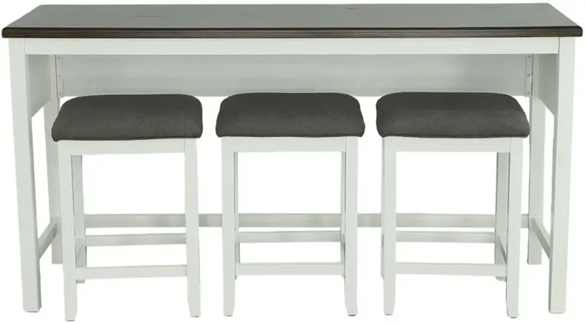 Study Hall White Counter Height Table with 3 Stools