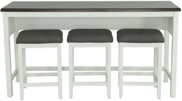 Study Hall White Counter Height Table with 3 Stools