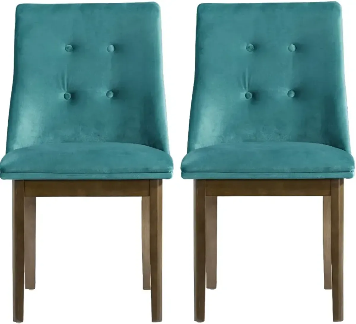 Jade Blue Velvet Dining Chair, Set of 2