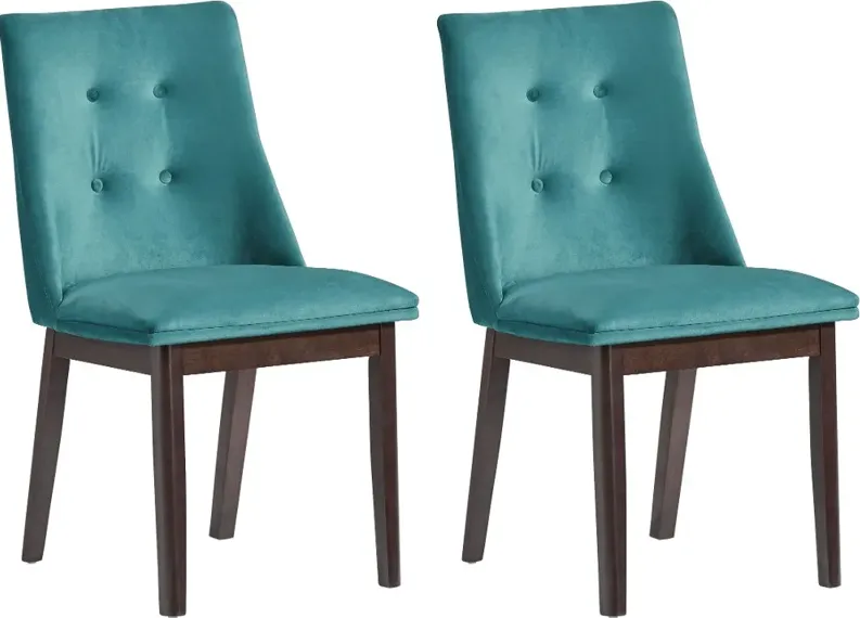 Jade Blue Velvet Dining Chair, Set of 2