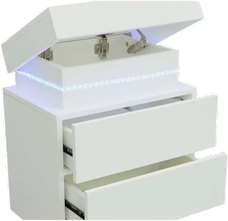 Dreamy White Nightstand with LED Light