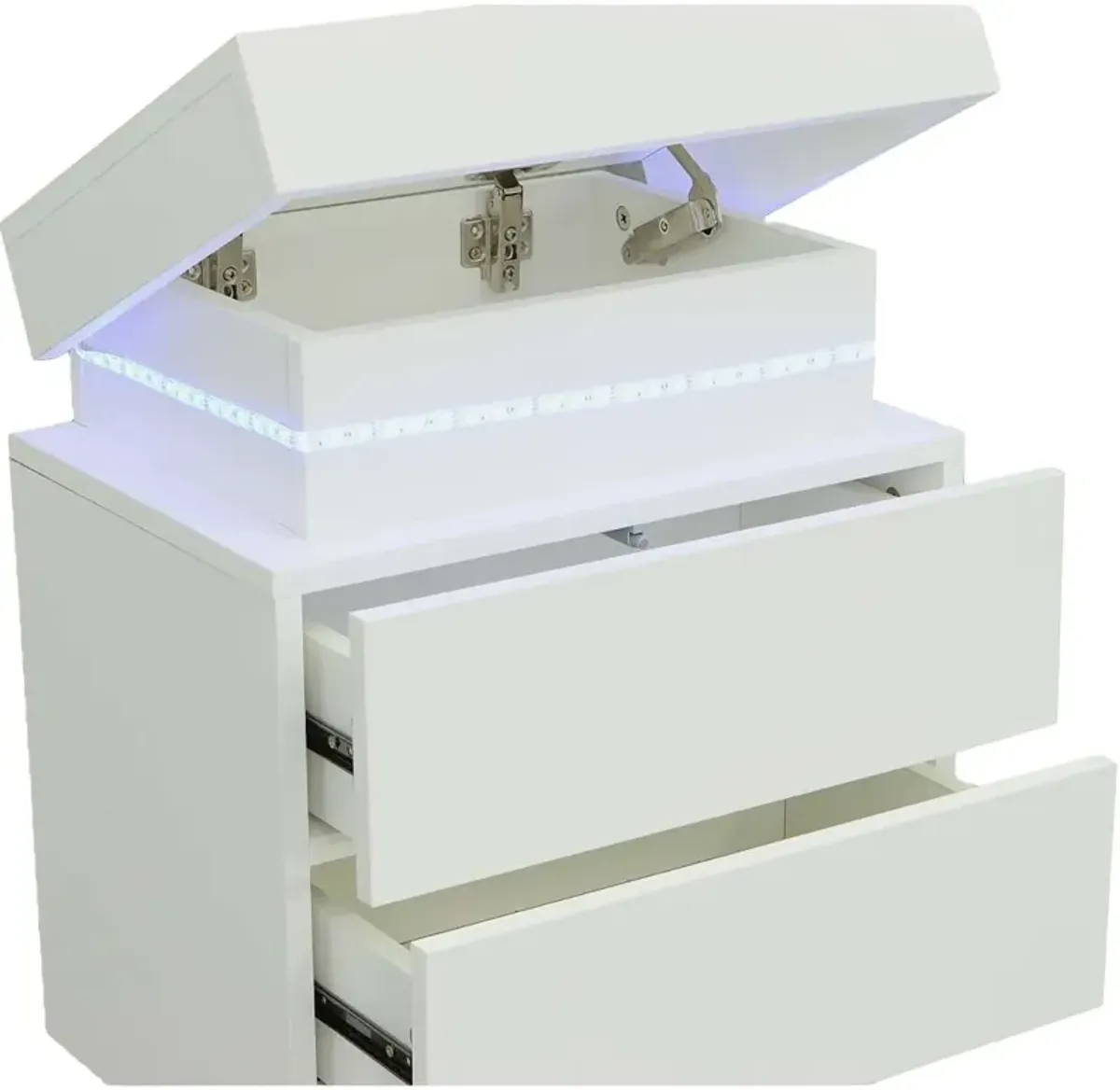 Dreamy White Nightstand with LED Light