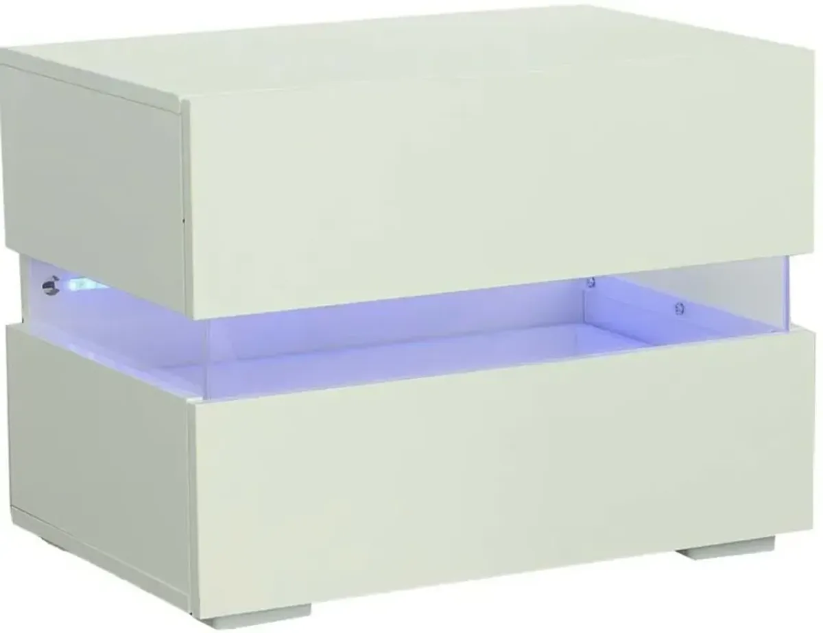 Dreamy White Nightstand with LED Light