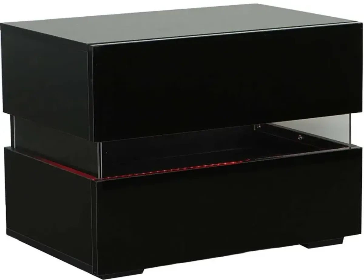 Dreamy Black Nightstand with LED Light