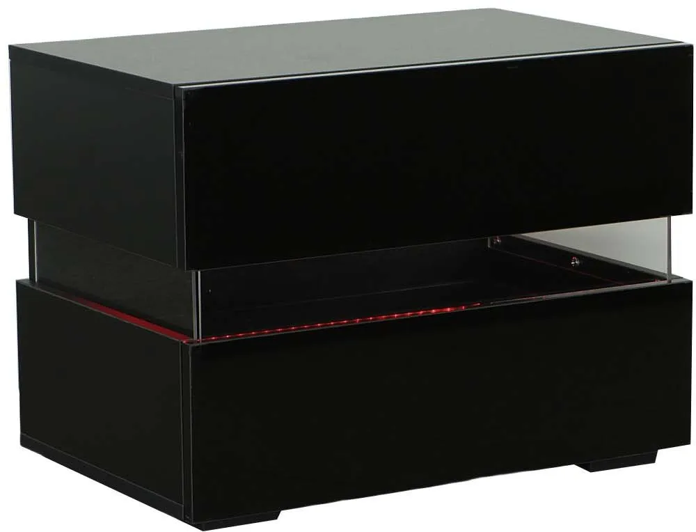 Dreamy Black Nightstand with LED Light