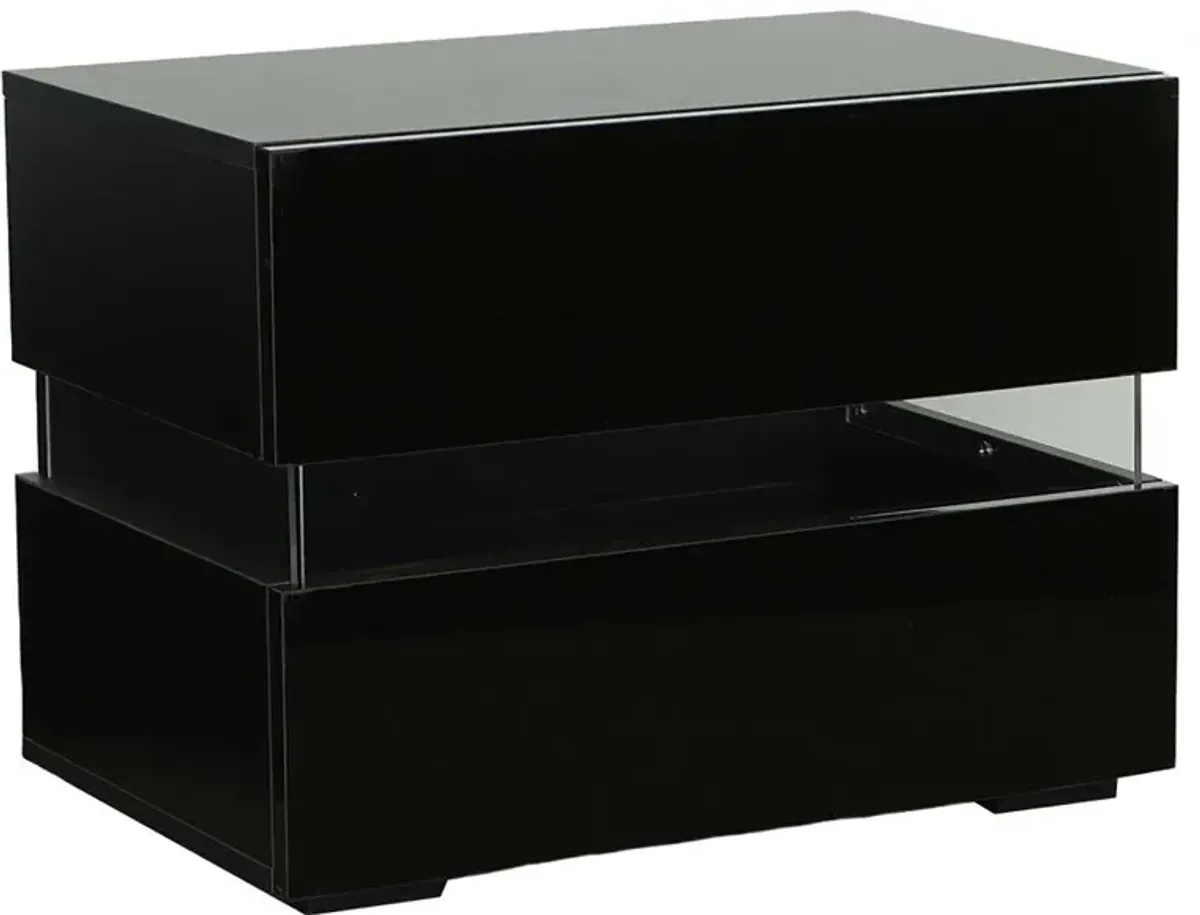 Dreamy Black Nightstand with LED Light