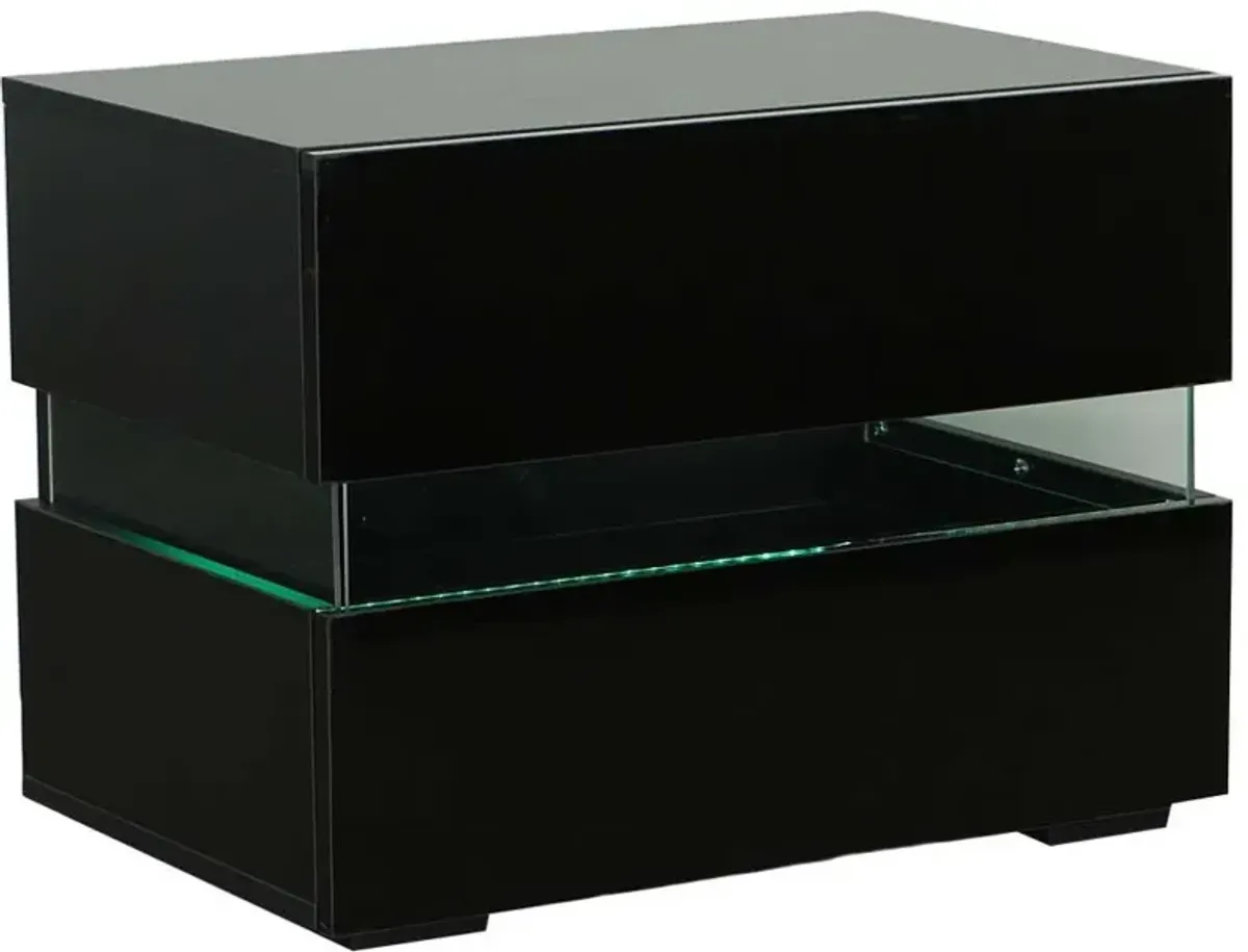 Dreamy Black Nightstand with LED Light