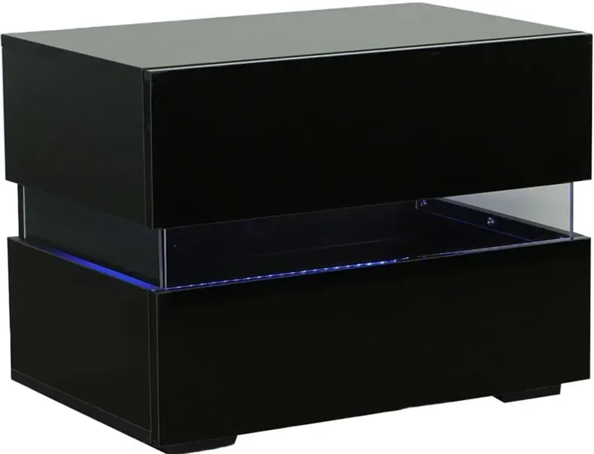 Dreamy Black Nightstand with LED Light