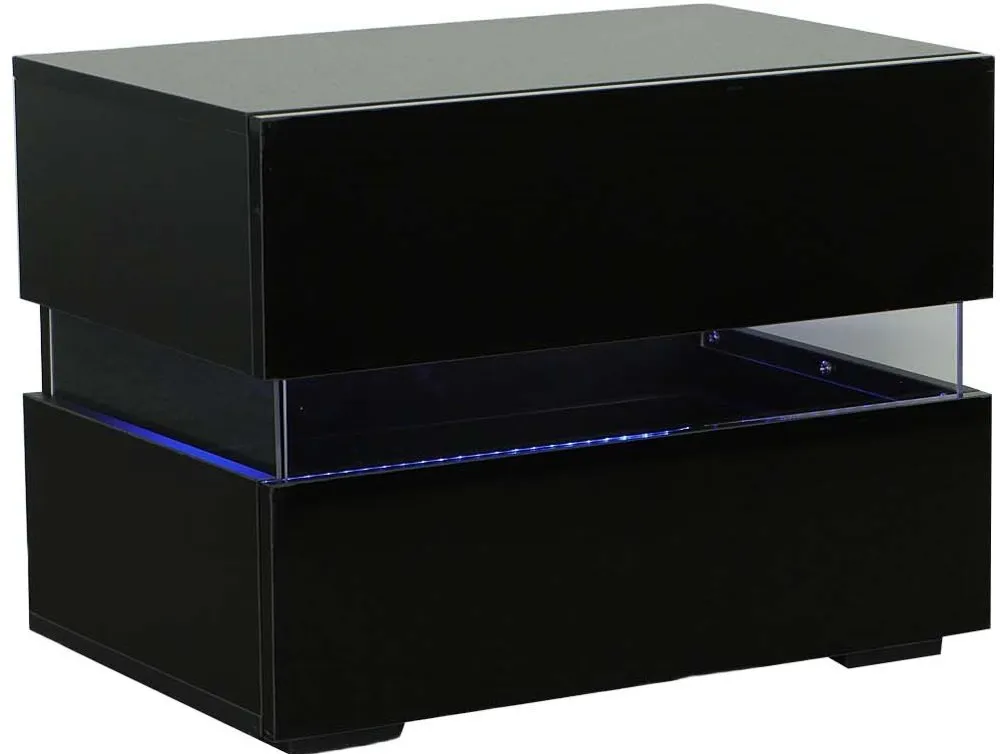 Dreamy Black Nightstand with LED Light