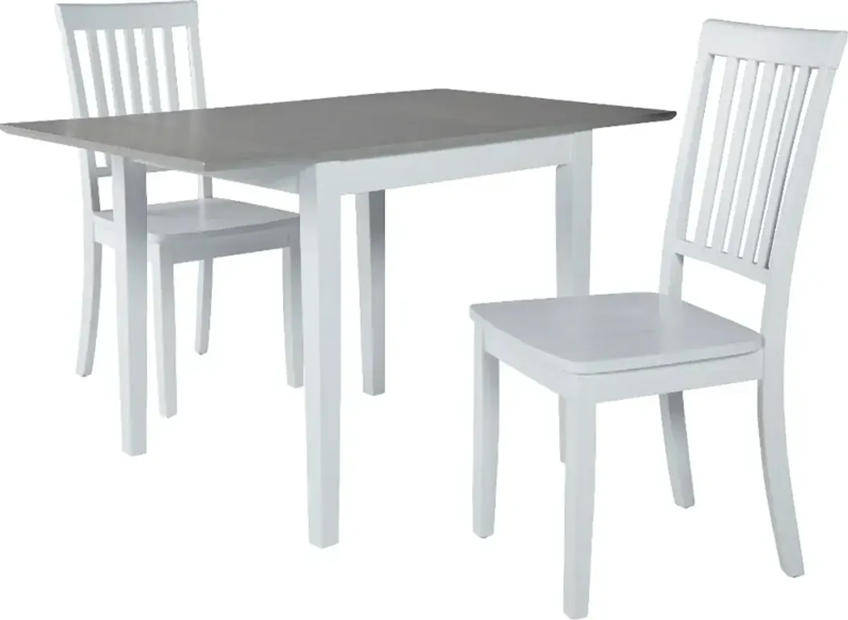 Simplicity White Drop Leaf Table and 2 Chairs