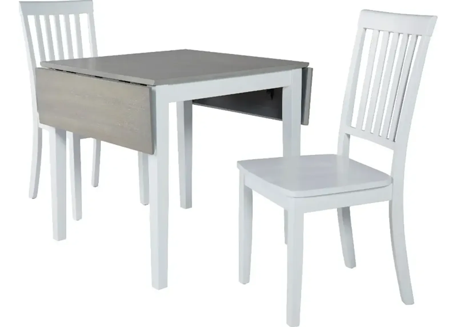 Simplicity White Drop Leaf Table and 2 Chairs