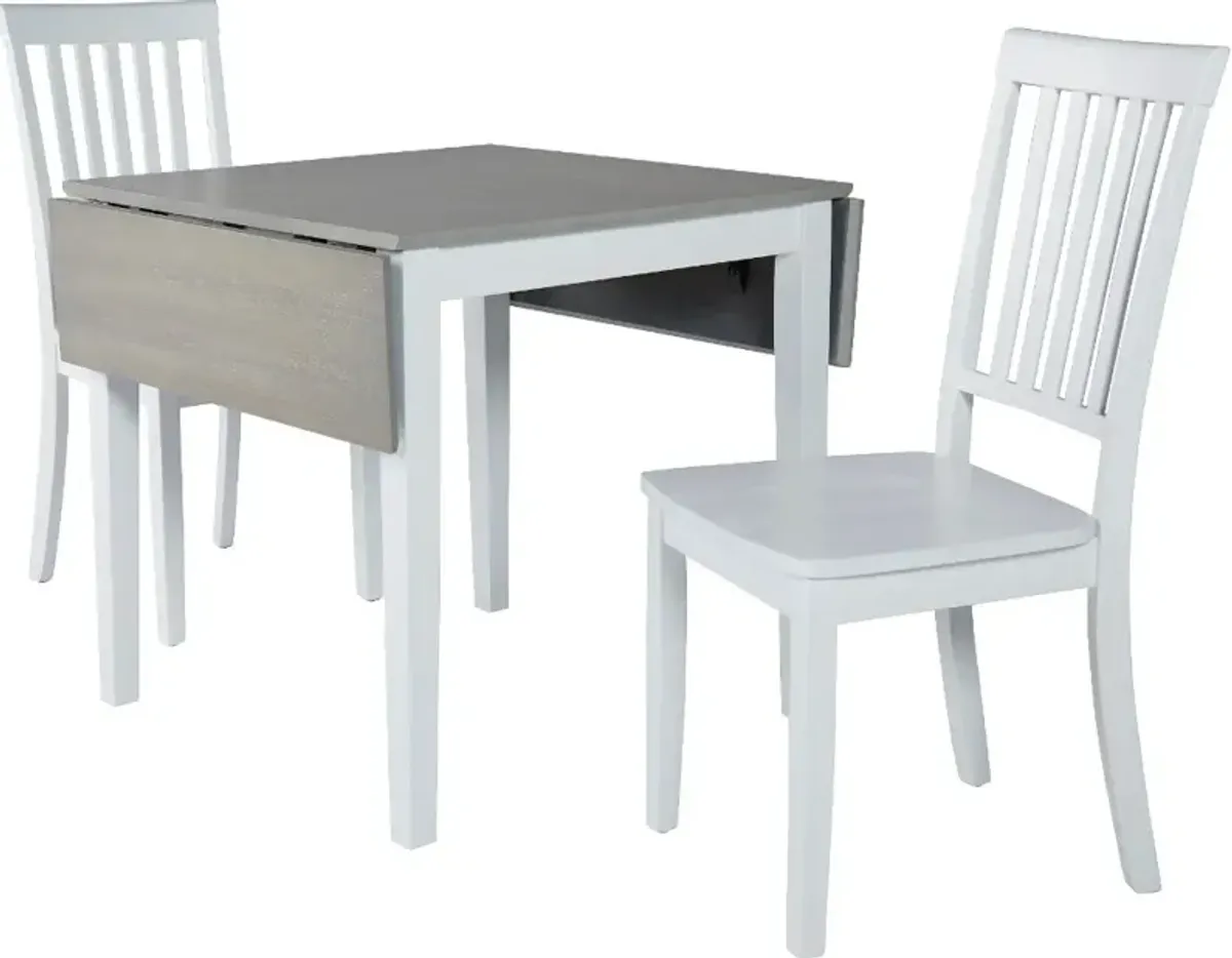 Simplicity White Drop Leaf Table and 2 Chairs