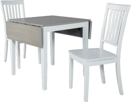 Simplicity White Drop Leaf Table and 2 Chairs