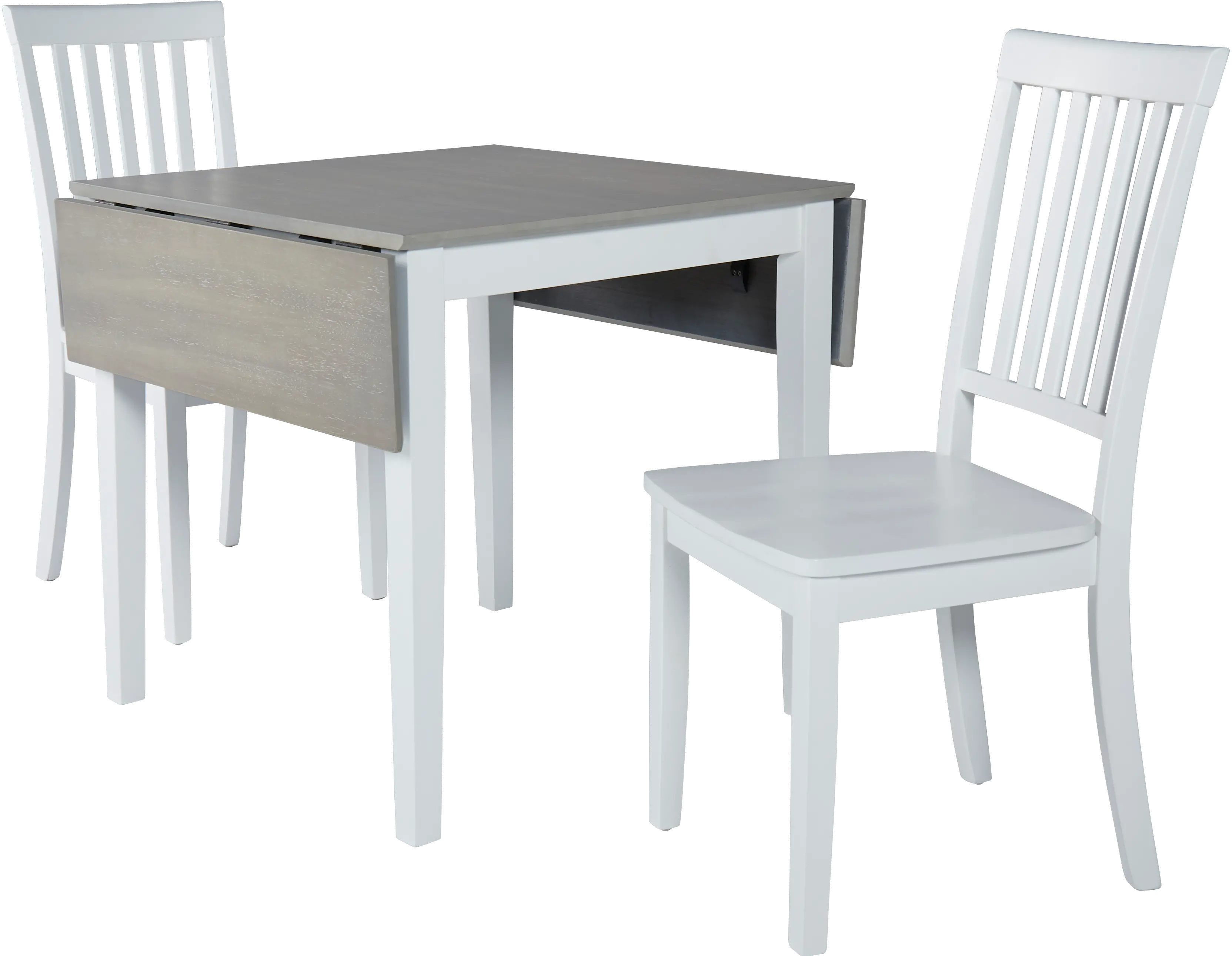 Simplicity White Drop Leaf Table and 2 Chairs