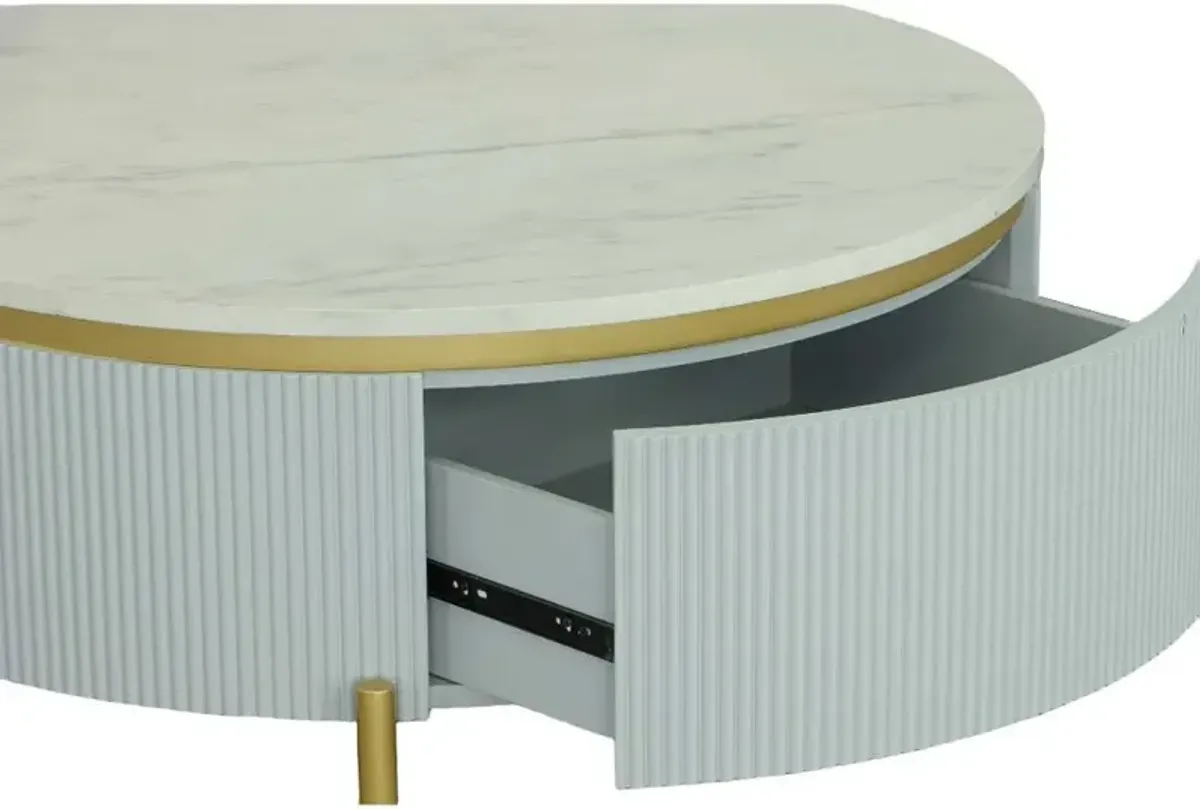 Deco White Round Cocktail Table