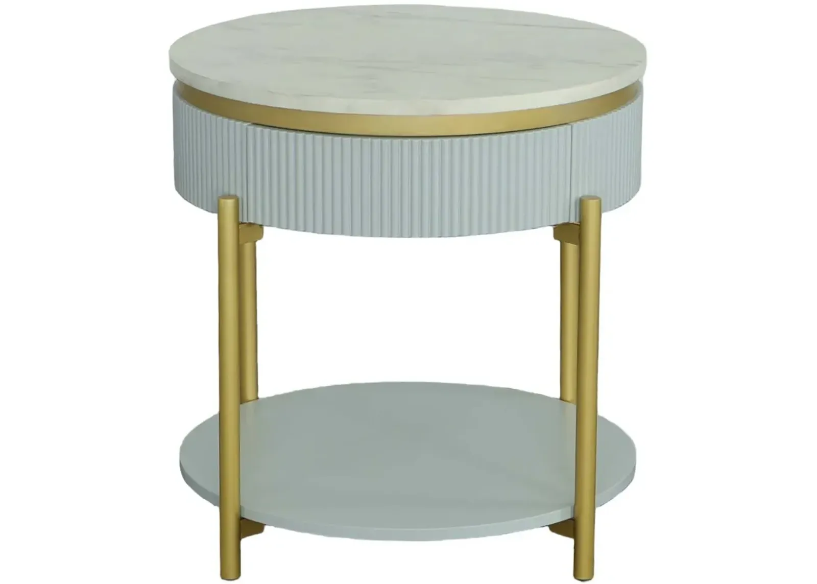 Deco White Round End Table