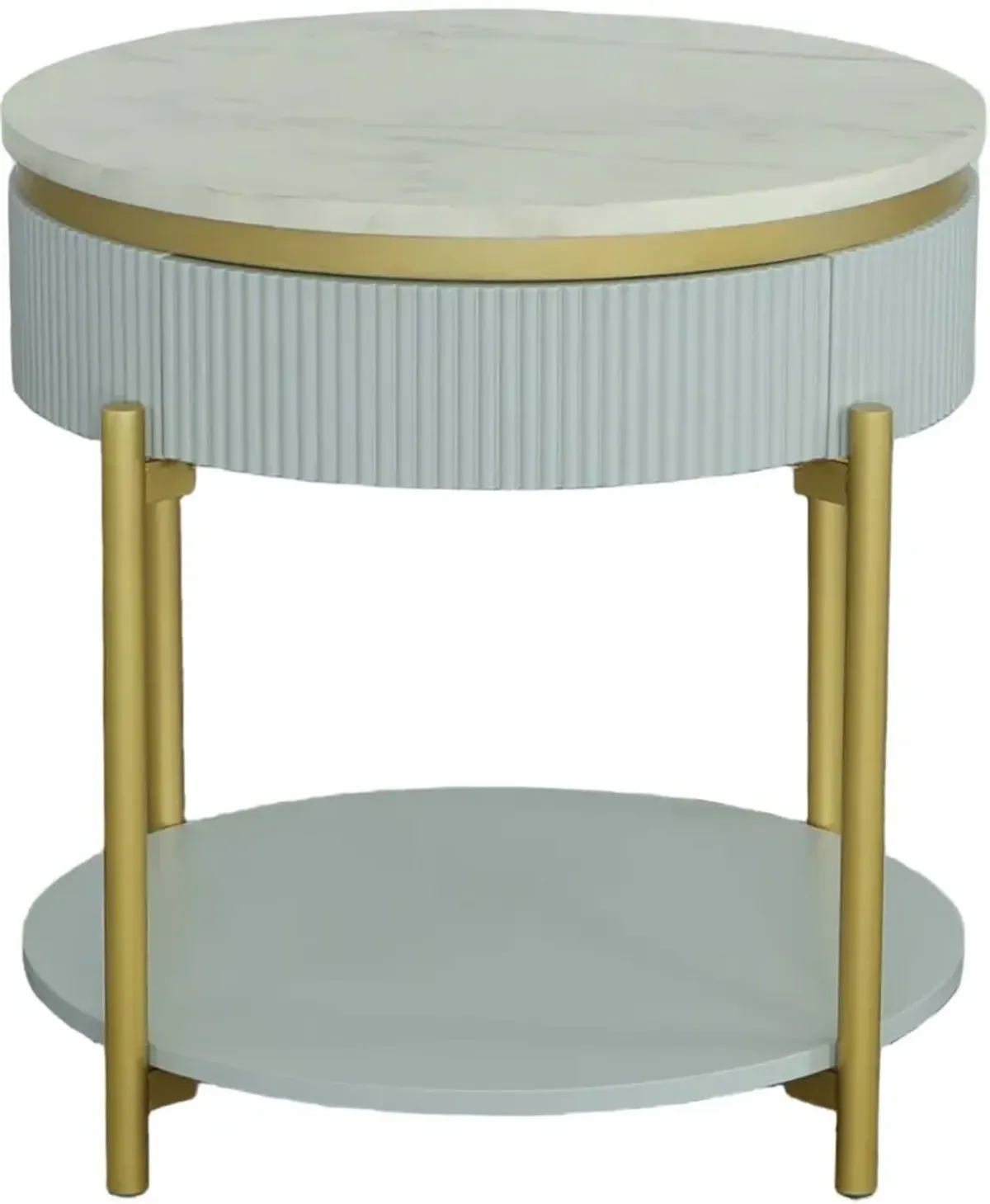 Deco White Round End Table