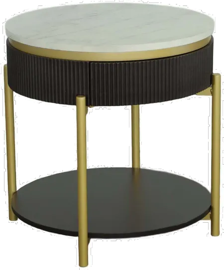 Deco Black Round End Table