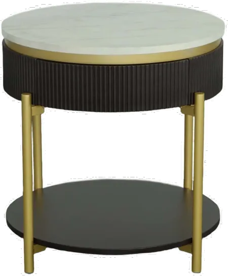 Deco Black Round End Table