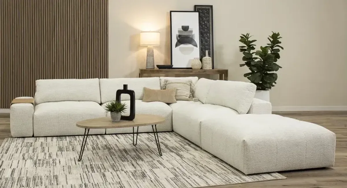 Preston Pearl White Modular 6 Piece Sectional