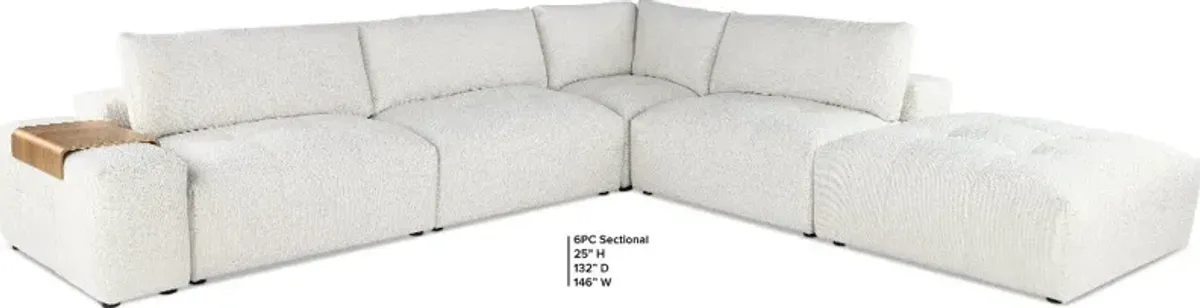 Preston Pearl White Modular 6 Piece Sectional