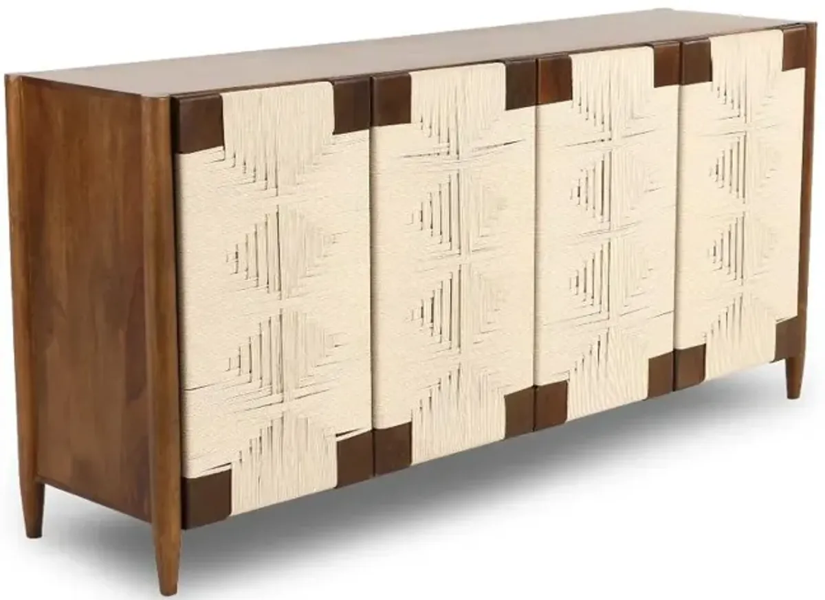 Taffyta Dark Brown Wood and Rope Sideboard