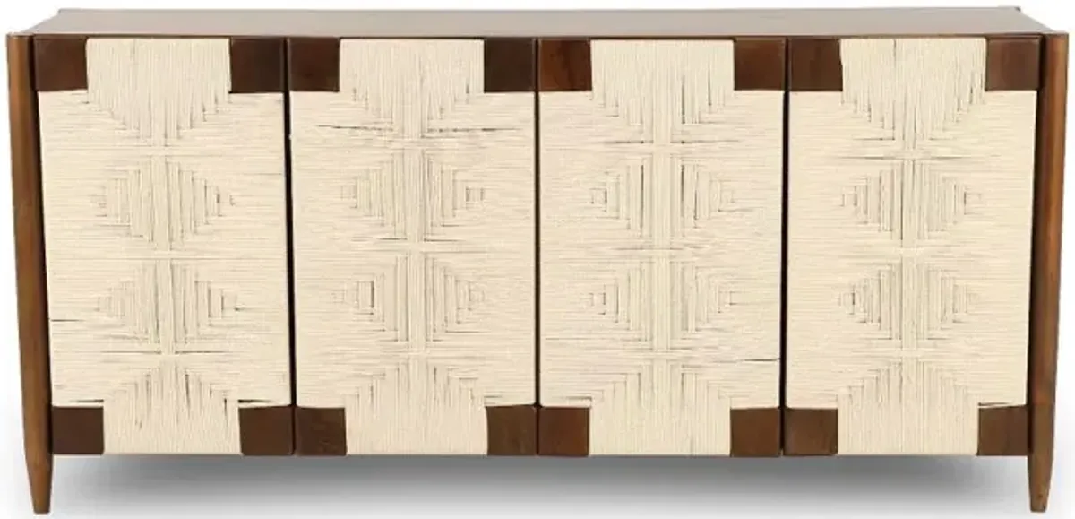 Taffyta Dark Brown Wood and Rope Sideboard