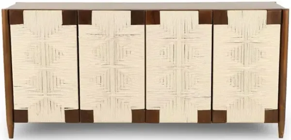 Taffyta Dark Brown Wood and Rope Sideboard