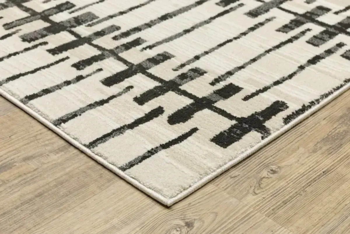 Raylan 8 x 11 Abstract Ivory Black Area Rug