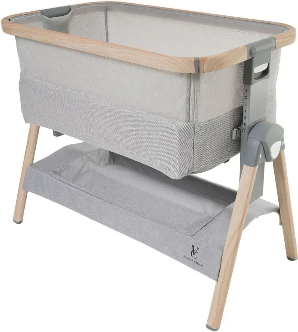 Venice Child California Dreaming Gray Wood Bedside Bassinet