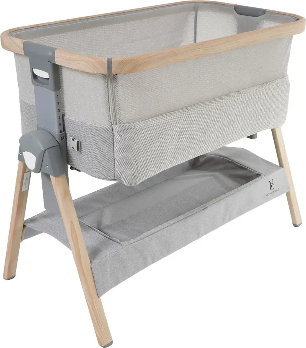 Venice Child California Dreaming Gray Wood Bedside Bassinet