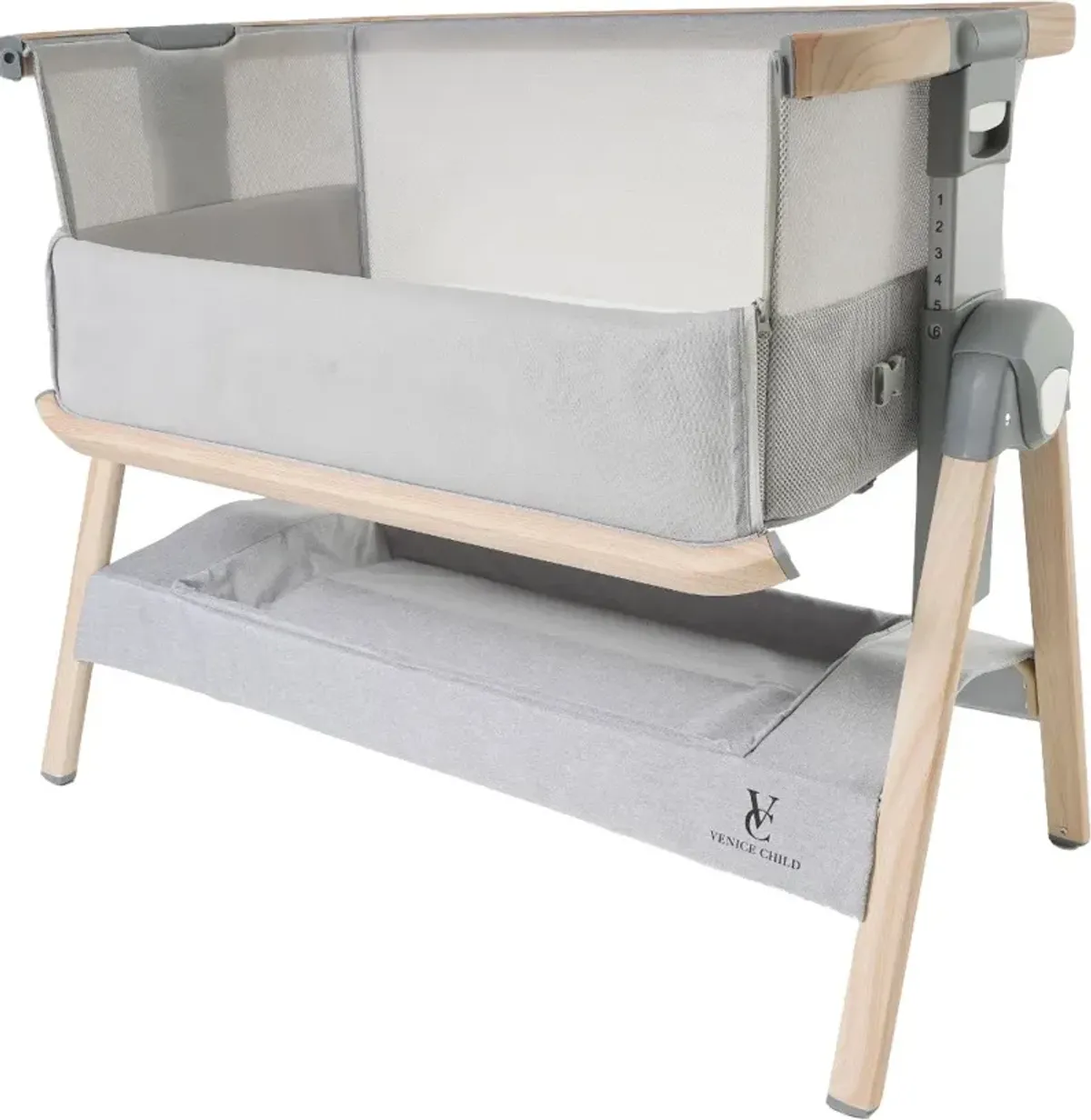 Venice Child California Dreaming Gray Wood Bedside Bassinet