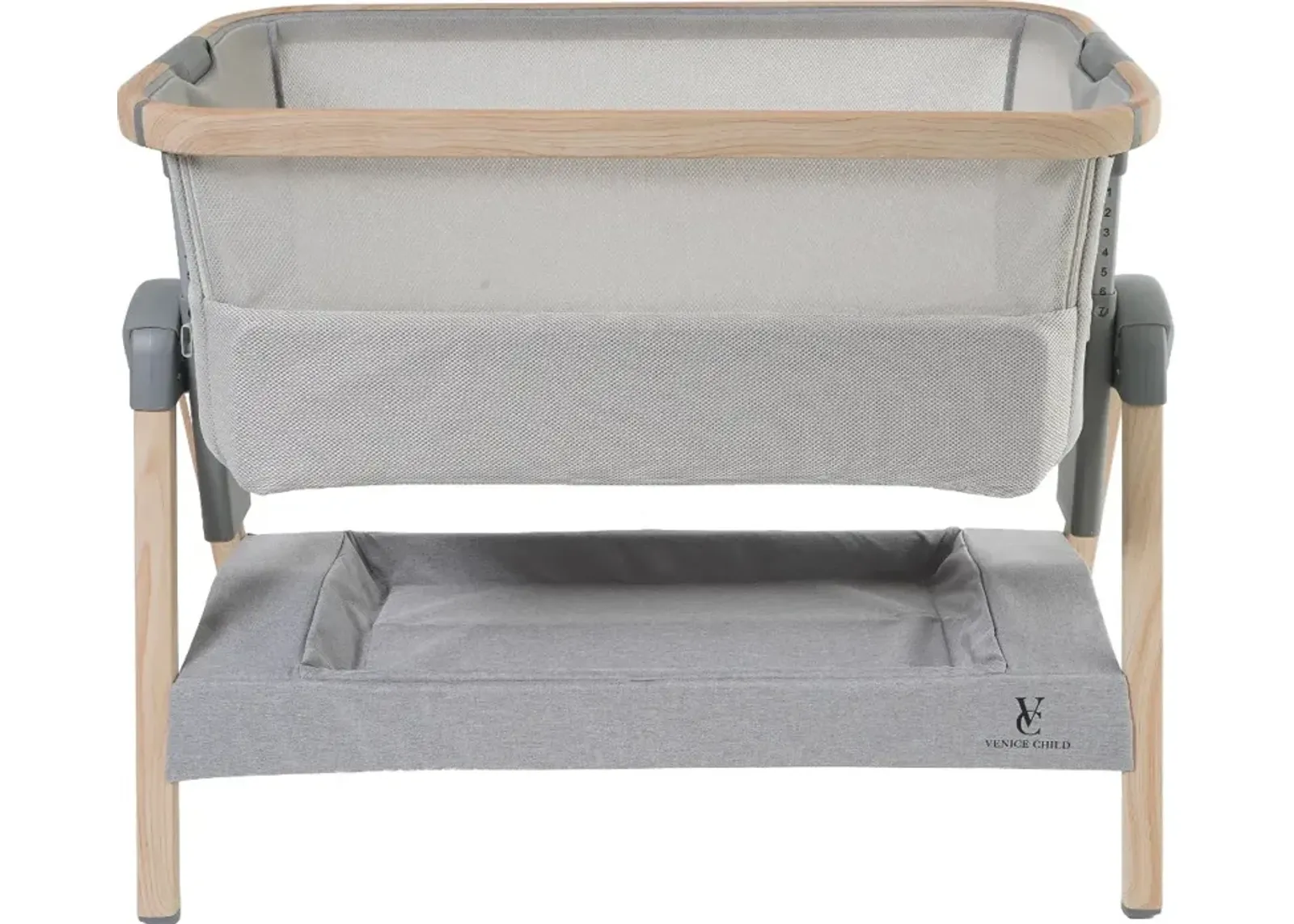 Venice Child California Dreaming Gray Wood Bedside Bassinet