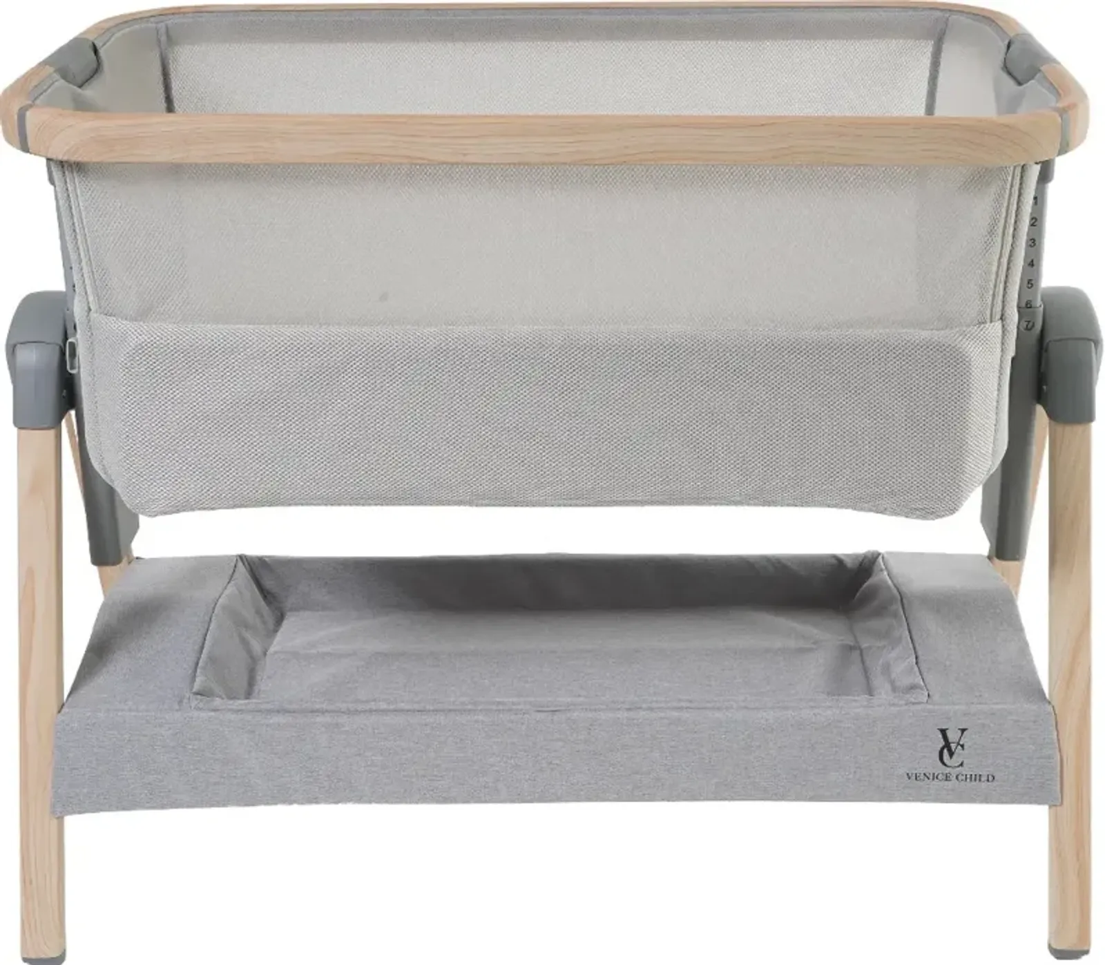 Venice Child California Dreaming Gray Wood Bedside Bassinet