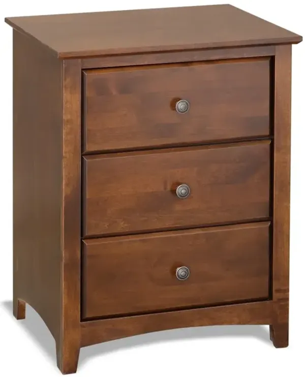 Shaker Tuscan Brown 3-Drawer Nightstand