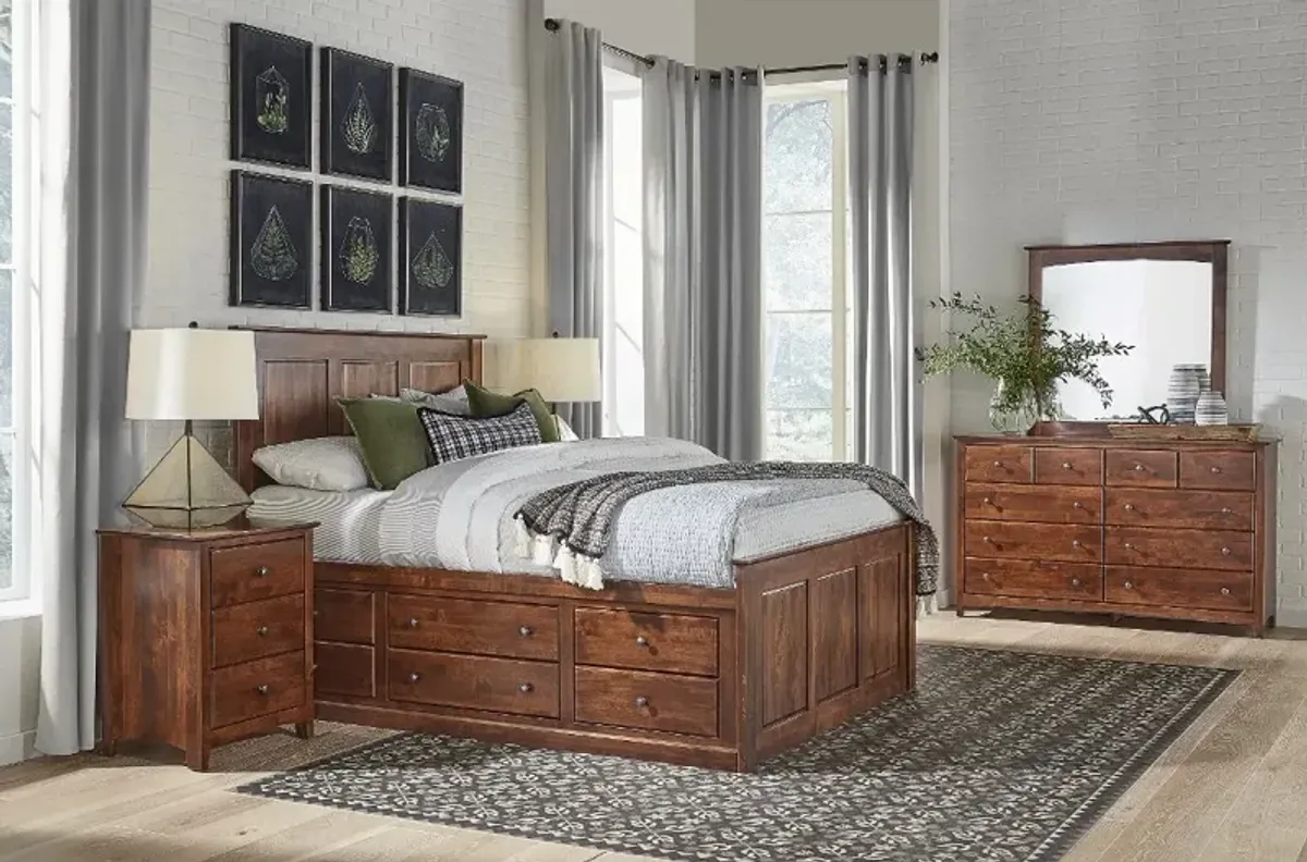 Shaker Brown Queen Storage Bed