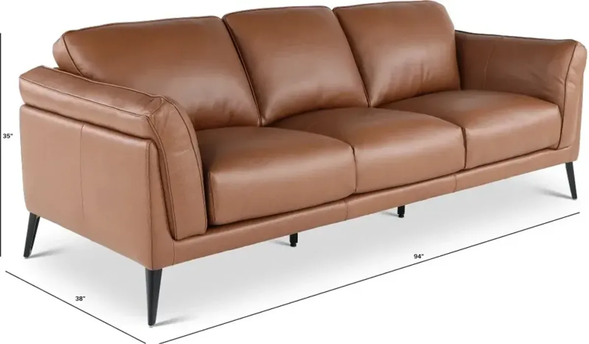 Paris Brown Leather Sofa