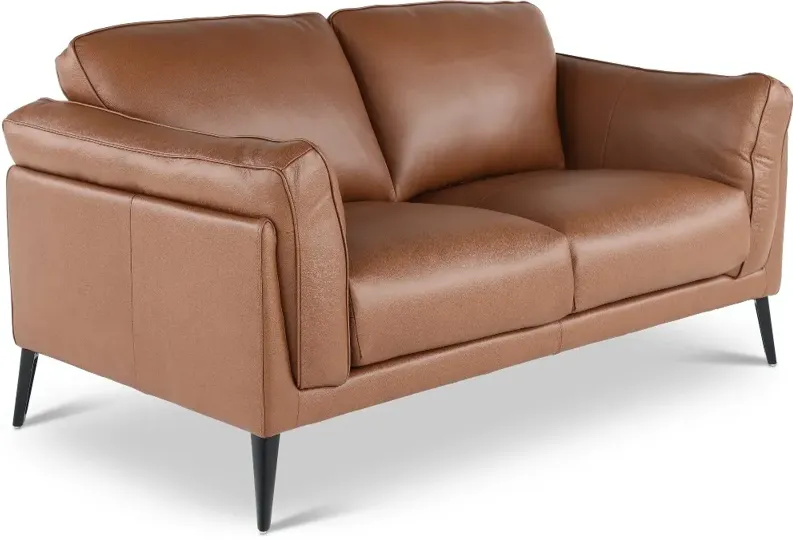 Paris Brown Leather Loveseat