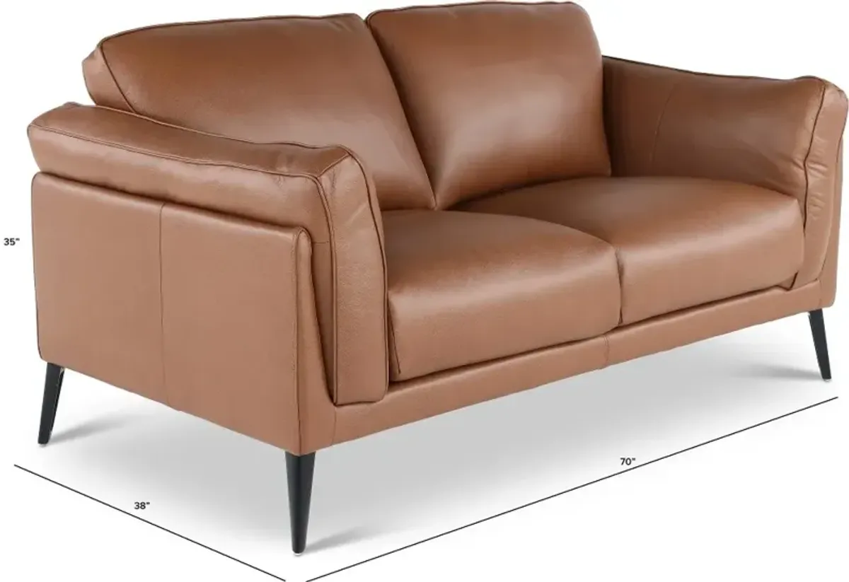 Paris Brown Leather Loveseat